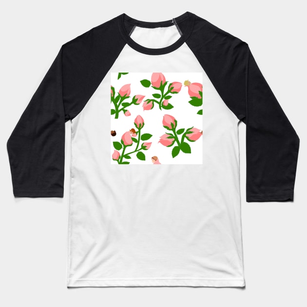Sleeping Flower Bud Fairies - White Background Baseball T-Shirt by A2Gretchen